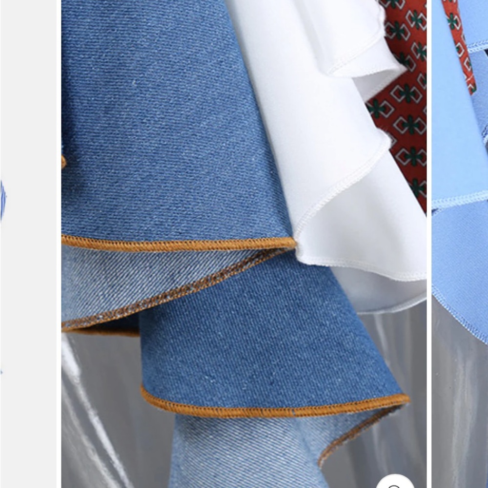 Patchwork Blue Button Down Shirt - image 2